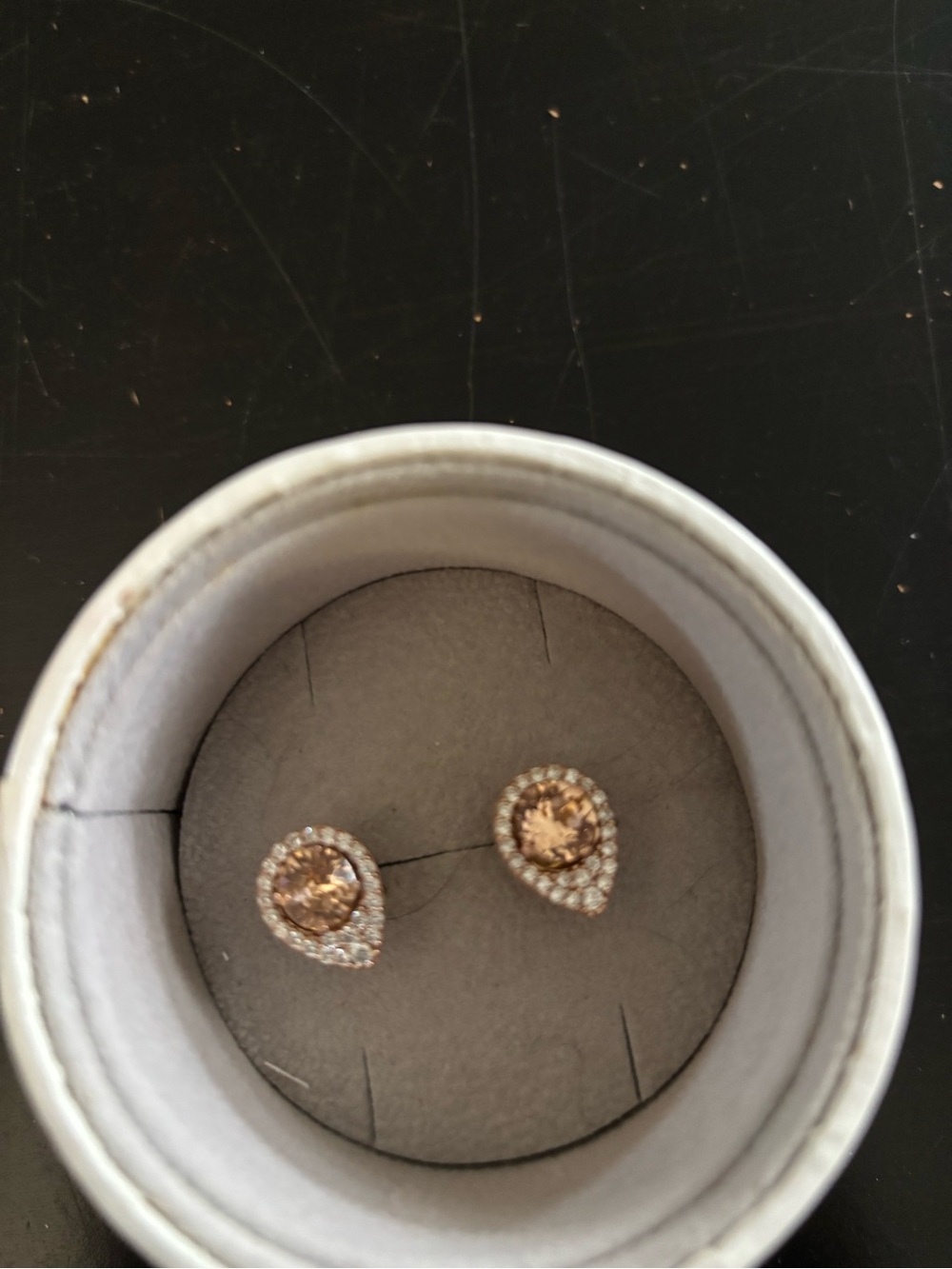 Champagne Teardrop Halo Stud Earrings - Women Jewelry